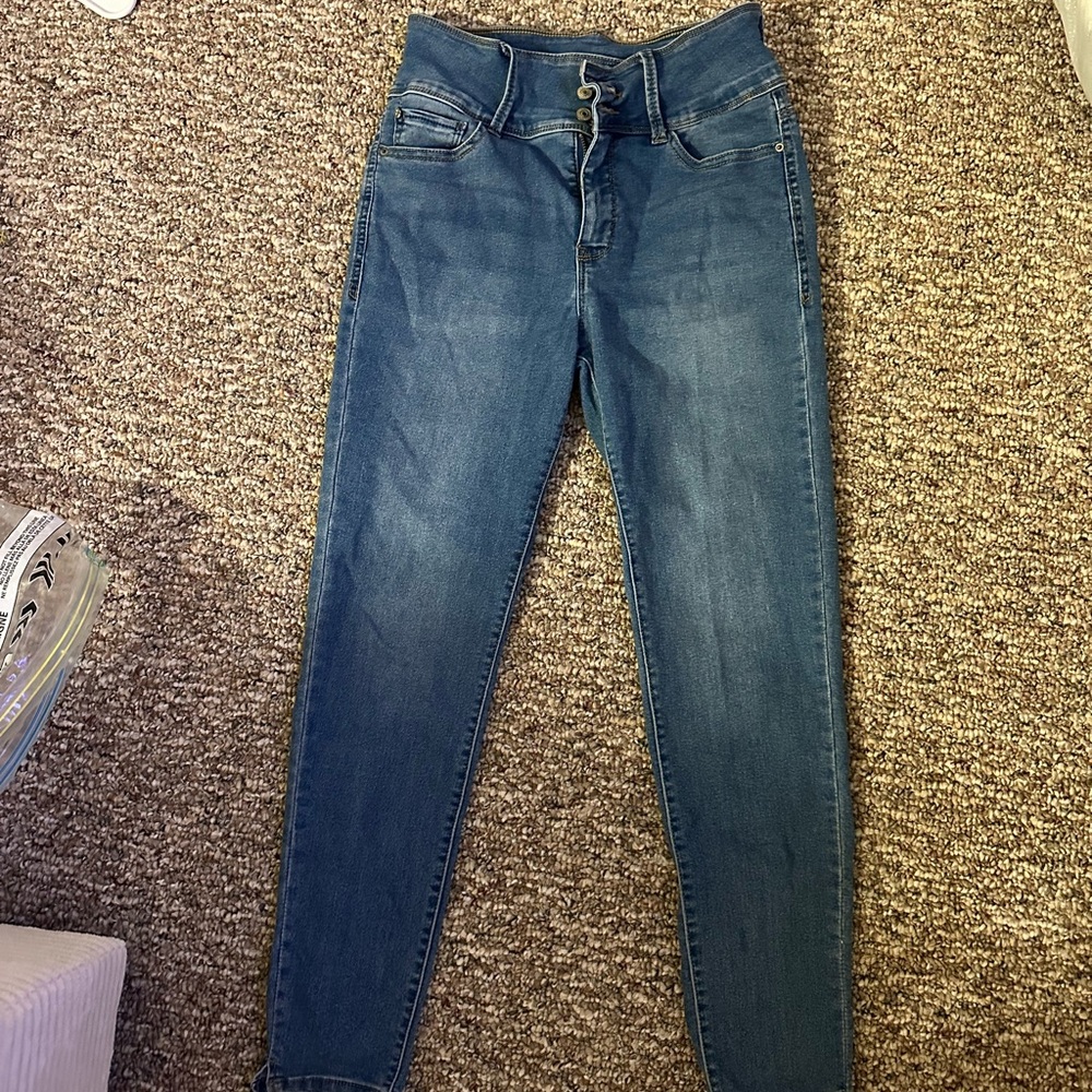 Blue Skinny Jeans with Faded Indigo Look